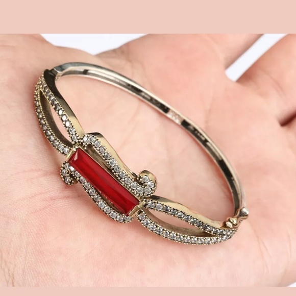 Large ruby & white topaz bracelet - Picture 2 of 3